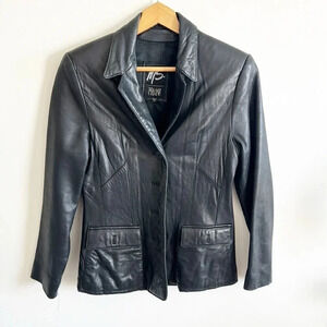 Vintage 90s Ms Maxima black short leather jacket size small